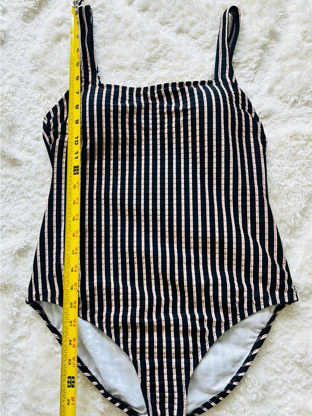 Shade & Shore Striped Ribbed Full Coverage One Piece Swimsuit Size M - Picture 10 of 12